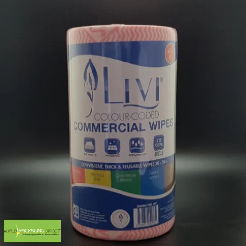 Red Commercial Grade Cloth Wipes 90 Sheets