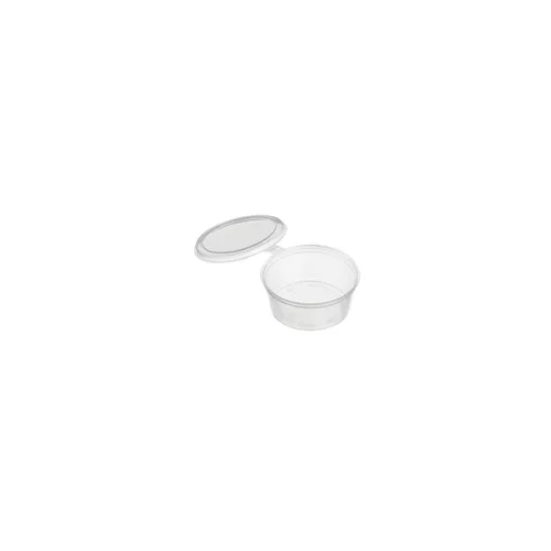 PP Round Sauce Container w Hinged Lid