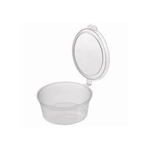 PP Round Sauce Container w Hinged Lid