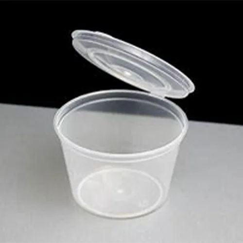PP Round Sauce Container w Hinged Lid
